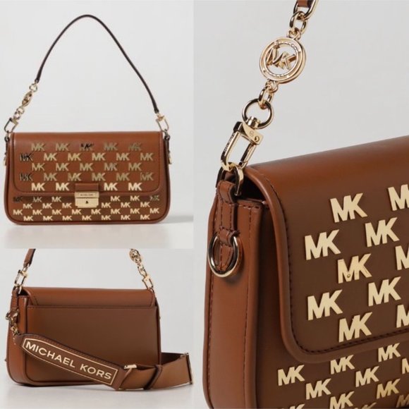 NEW Michael Kors Bradshaw_ Small Embellished Brown Crossbody Bag - Picture 2 of 10